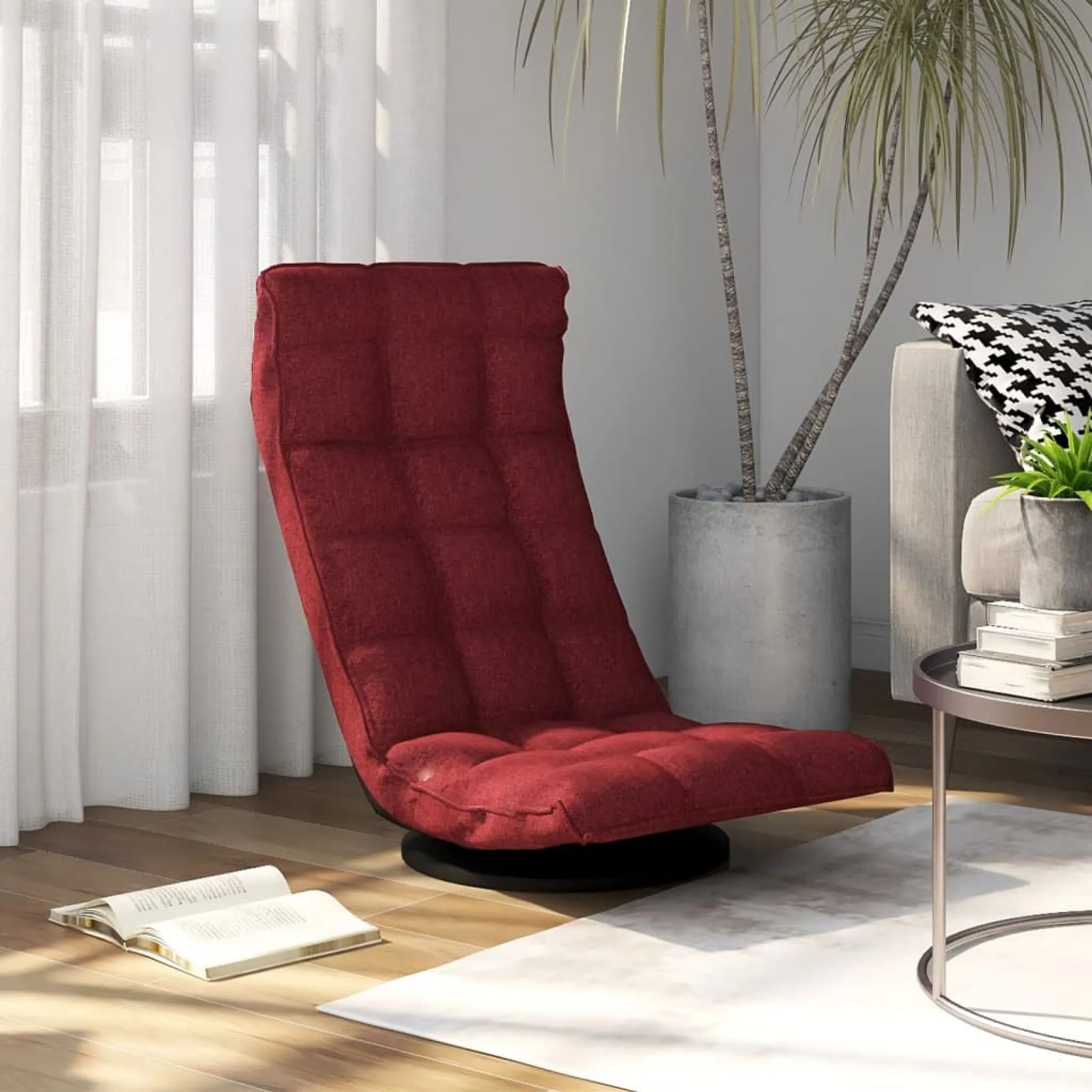 Furniture-Möbel |Bodenstuhl Drehbar Weinrot Stoff | eleganten Design